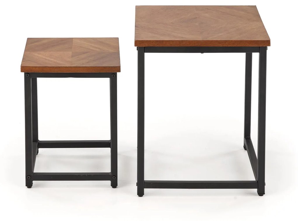 ELZA set of 2 coffee tables, walnut/black