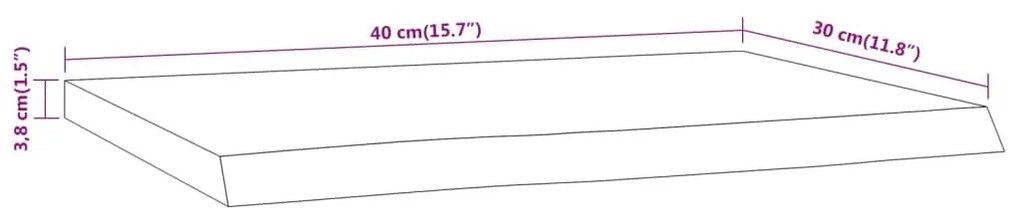 Ράφι Επιτοίχιο Ορθ. Live Edge 40x30x3,8 εκ. Μασίφ Ξύλο Ακακίας - Καφέ