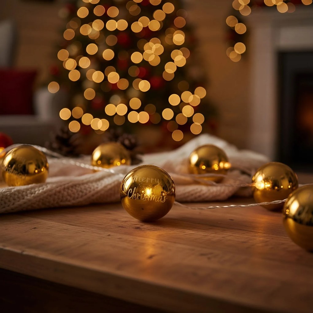 LED λαμπάκια σε σειρά Plastic balls-Xruso-Με χρονοδιακόπτη (10) τεμάχια