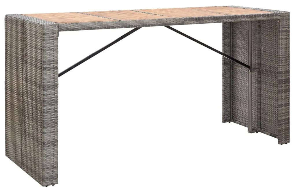 vidaXL Σετ Επίπλων Μπαρ Εξ. Χώρου 9 τεμ. Γκρι Συνθ. Ρατάν/Ξύλο Ακακίας