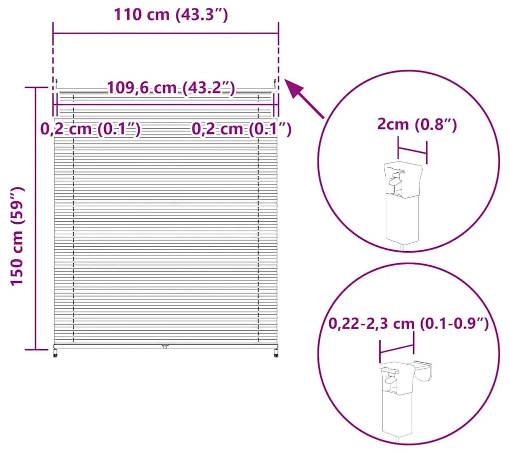 Πλισέ ρόλερ σκίασης 110x150cm Λευκό 240615