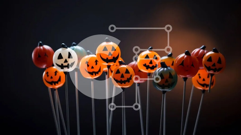 Intra Συλλεκτικό Ξύλινο Παζλ Plywood  4mm - Jack-O'-Lantern Lollipops κολοκύθας σε τραπέζι με θέμα το Halloween Σε Ξύλινο Κουτί - Διαστάσεις Puzzle: 10x10 cm – 25 κομμάτια