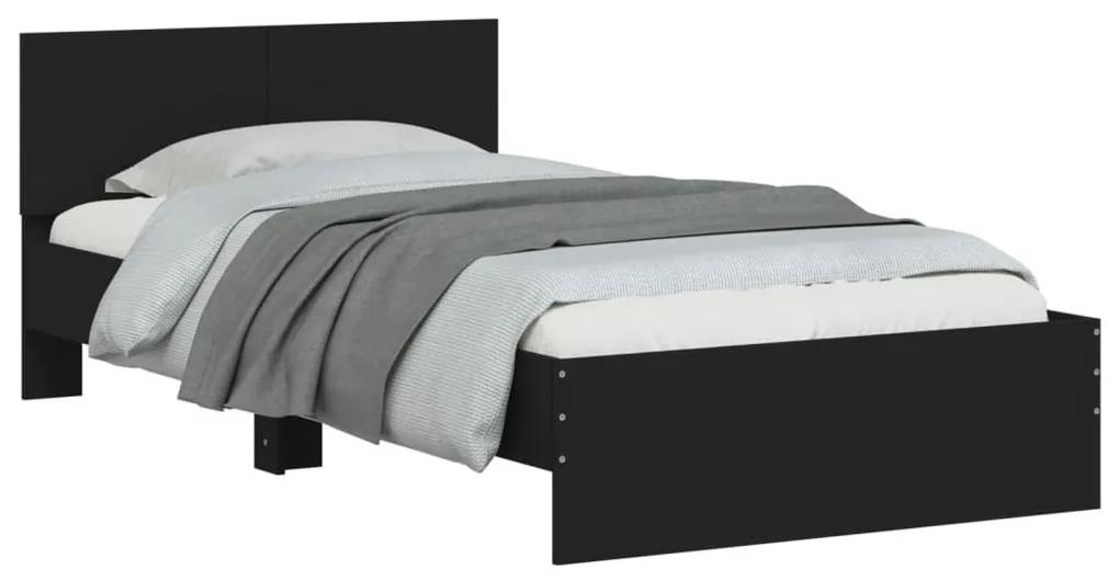 Πλαίσιο Κρεβατιού με Κεφαλάρι Μαύρο100x200εκ.Επεξεργασμένο Ξύλο - Μαύρο