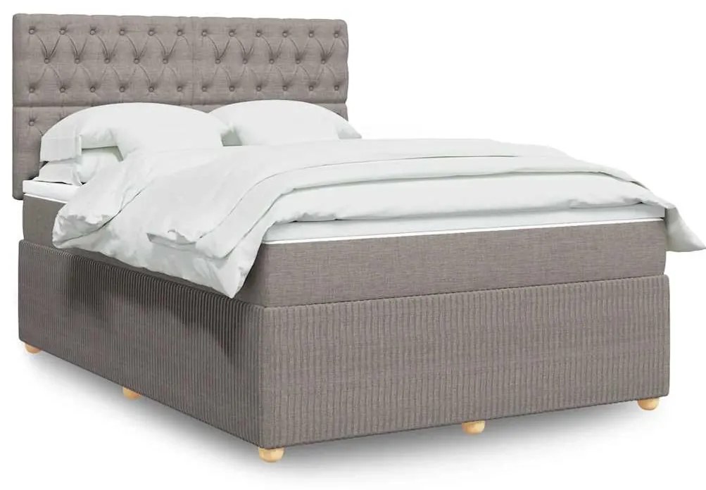 vidaXL Κρεβάτι Boxspring με Στρώμα Taupe 140x200 εκ. Υφασμάτινο