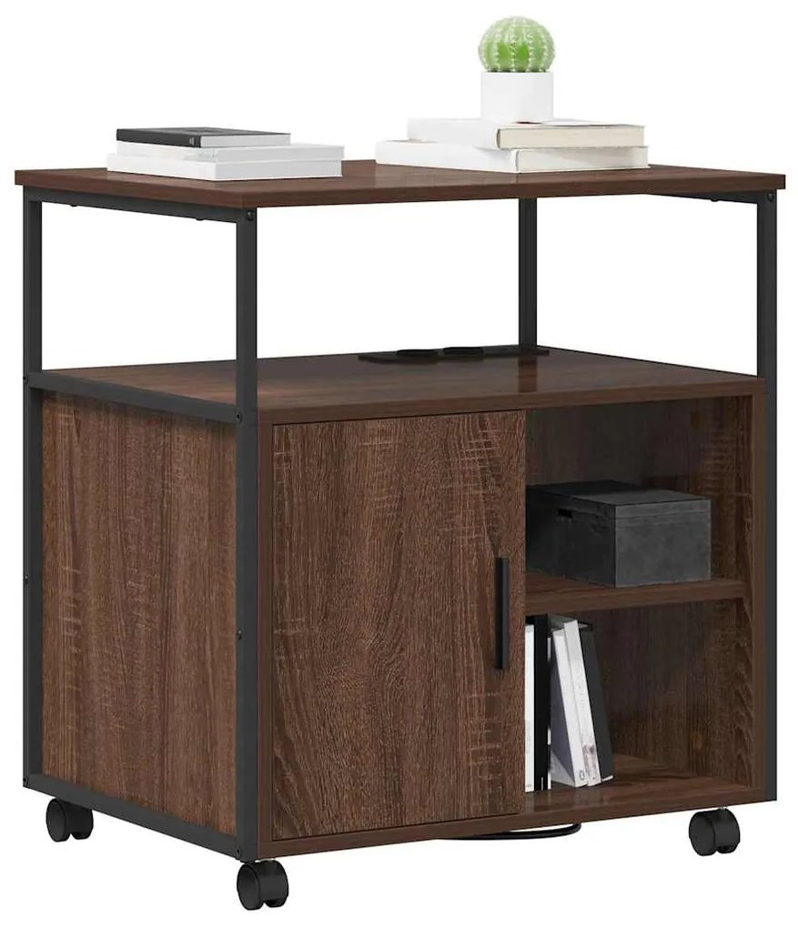 vidaXL Ντουλάπα με Σταθμό Φόρτισης Καφέ δρυς 61 x 46 x 67 εκ.