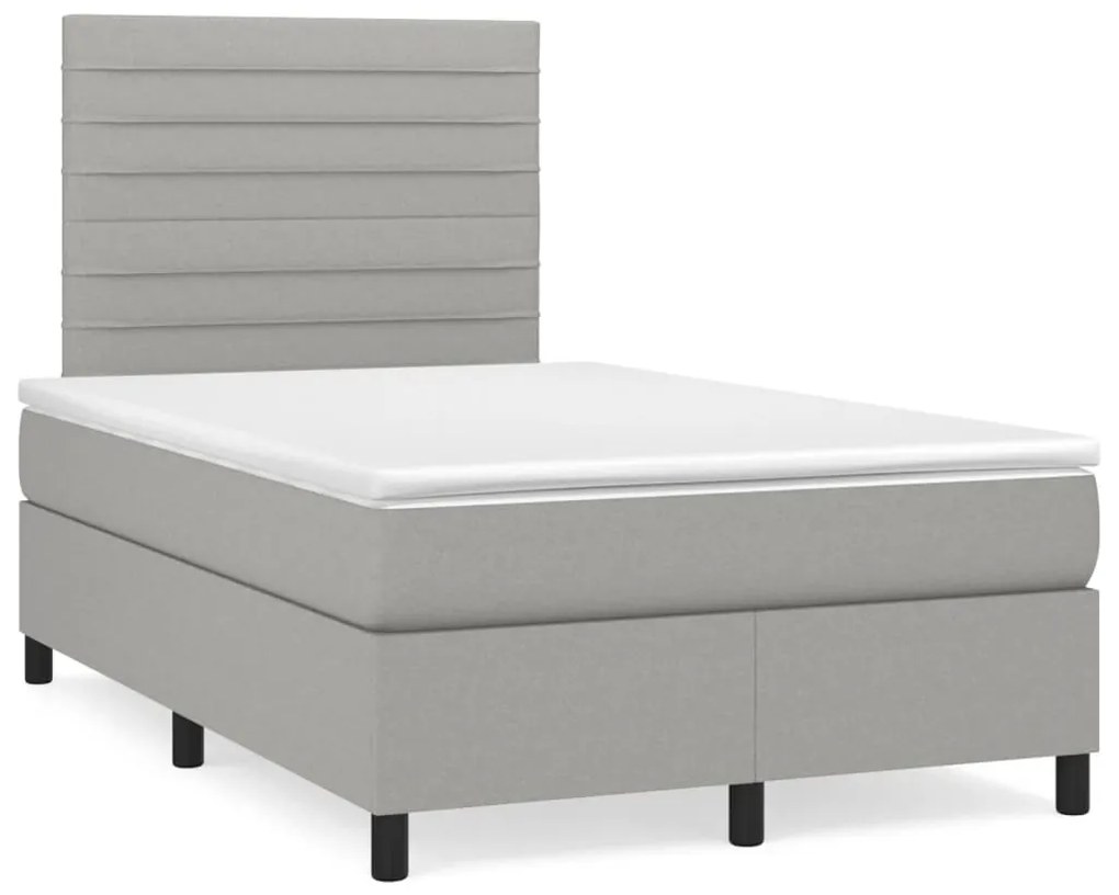 vidaXL Κρεβάτι Boxspring με Στρώμα &amp; LED Αν.Γκρι 120x190εκ. Υφασμάτινο