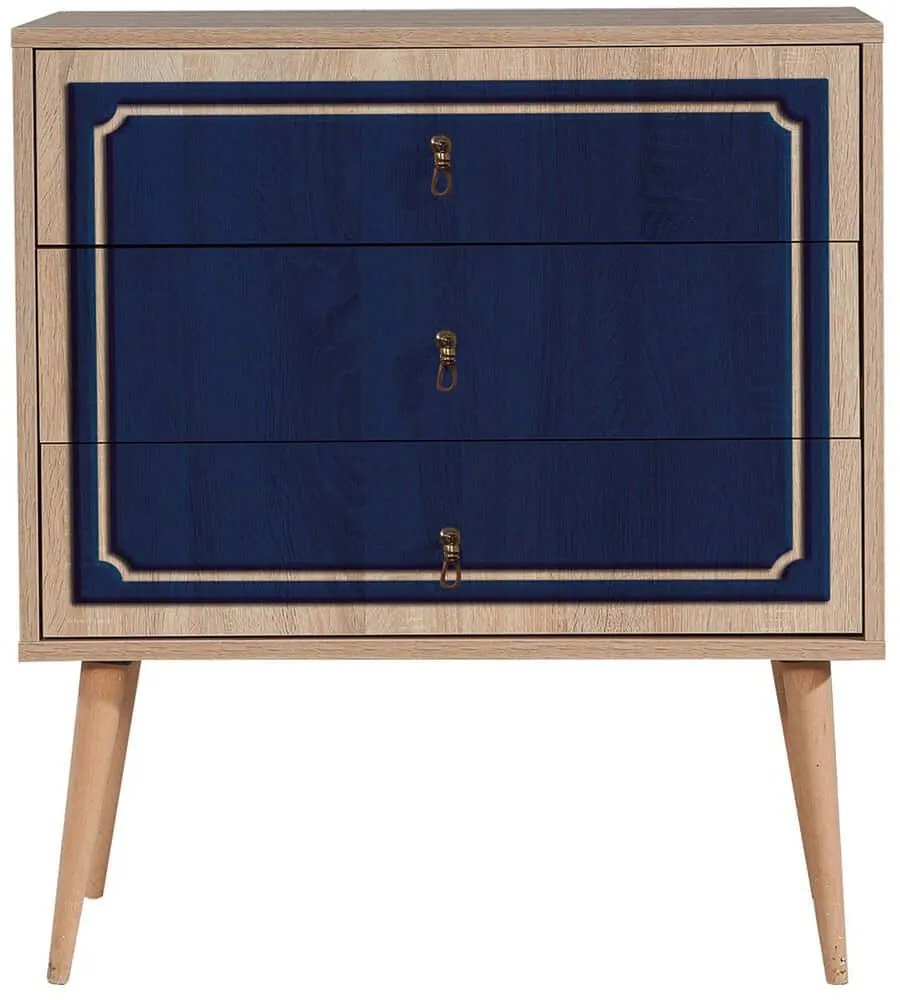 Συρταριέρα Trio 869VEL3436 80x40x90cm Oak-Blue