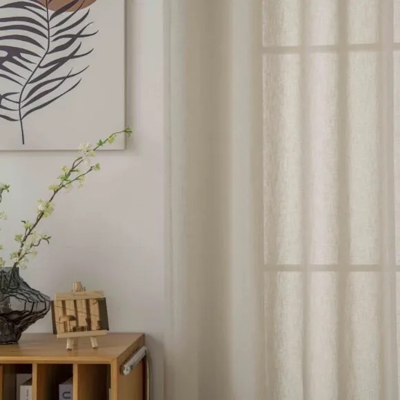 Beauty Home Κουρτίνα γάζα μονόχρωμη με 8 μεταλλικούς κρίκους Fit Art 8447 140x270 Μπεζ