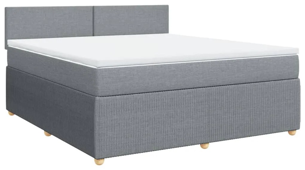 vidaXL Κρεβάτι Boxspring με Στρώμα Ανοιχτό Γκρι 180x200 εκ. Υφασμάτινο
