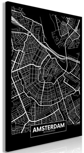 Πίνακας - Dark Map of Amsterdam (1 Part) Vertical - 60x90