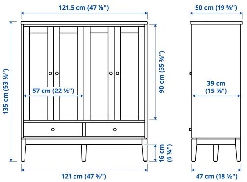 IDANÄS ντουλάπι με διπλές γυάλινες πόρτες, 121x50x135 cm 604.960.31