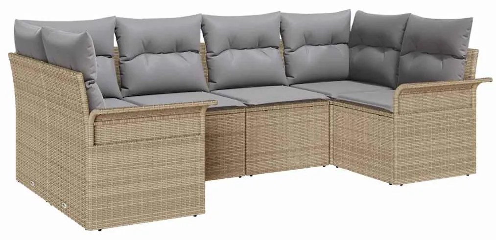 vidaXL Σετ σαλονιού κήπου  6 τεμαχίων με μπεζ Poly Rattan μαξιλάρια