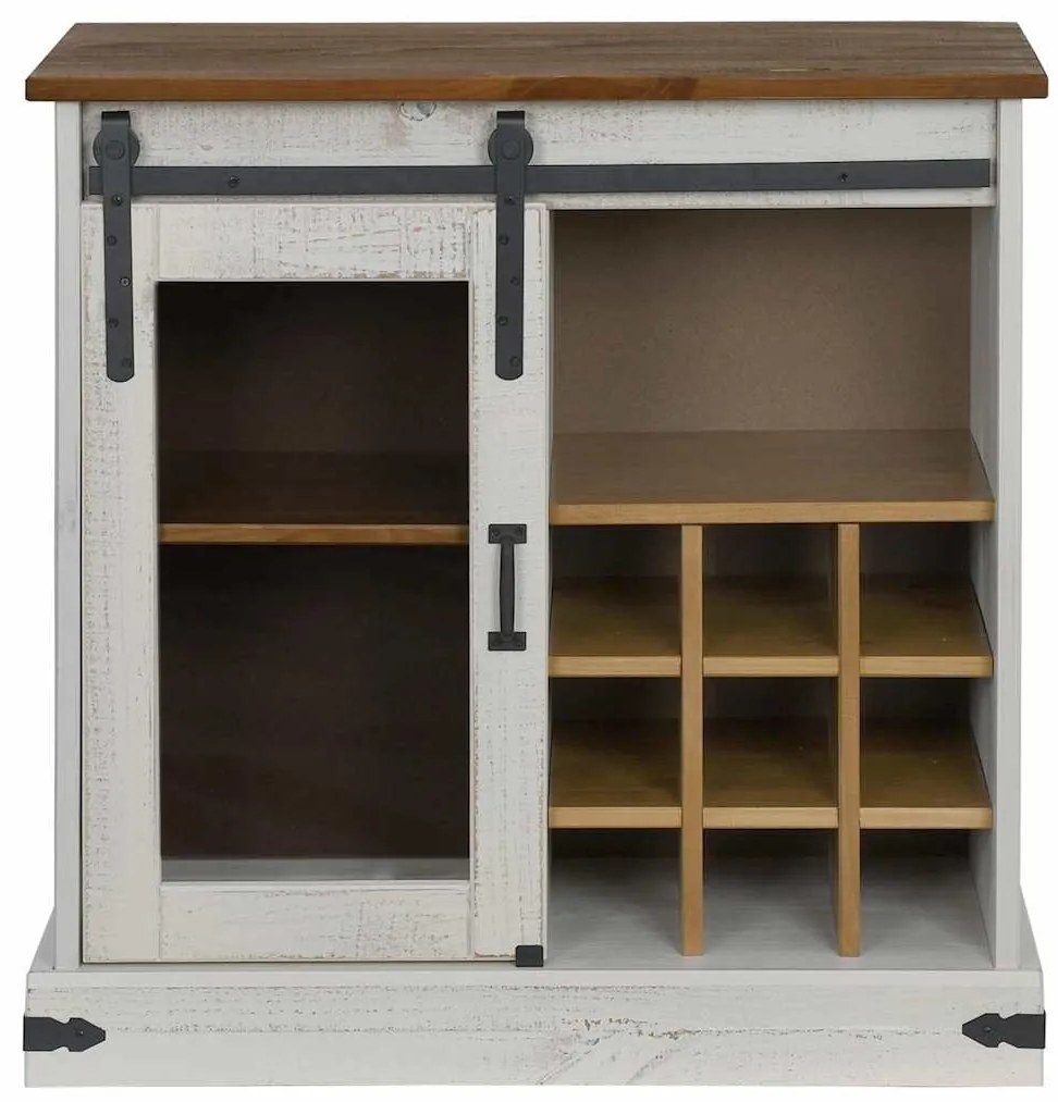 vidaXL Sideboard HALDEN με συρόμενη πόρτα Λευκό 80x40x80 cm μασίφ ξύλο