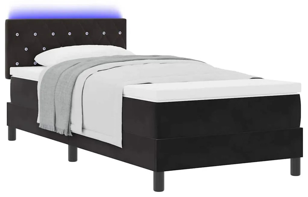 vidaXL Κρεβάτι με ελατήρια με στρώμα Μαύρο 90 x 200 cm Βελούδο
