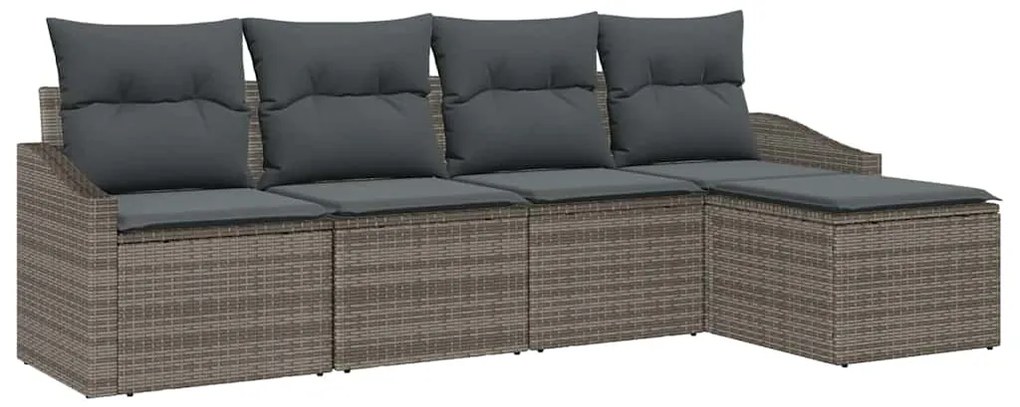 vidaXL Σέτ φαγητού για κήπο 5 pcs Γκρι Πολυ rattan, βαμμένο ατσάλι