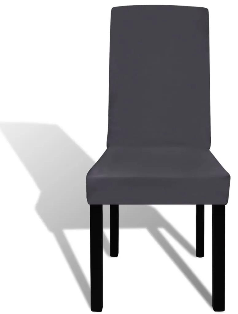 vidaXL Κάλυμμα Καρέκλας Ελαστικό Ίσιο 6 τεμ. Ανθρακί