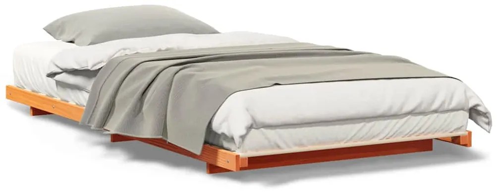 vidaXL Κρεβάτι δαπέδου Καφέ κεριού 80 x 220 cm Μασίφ ξύλο πεύκου