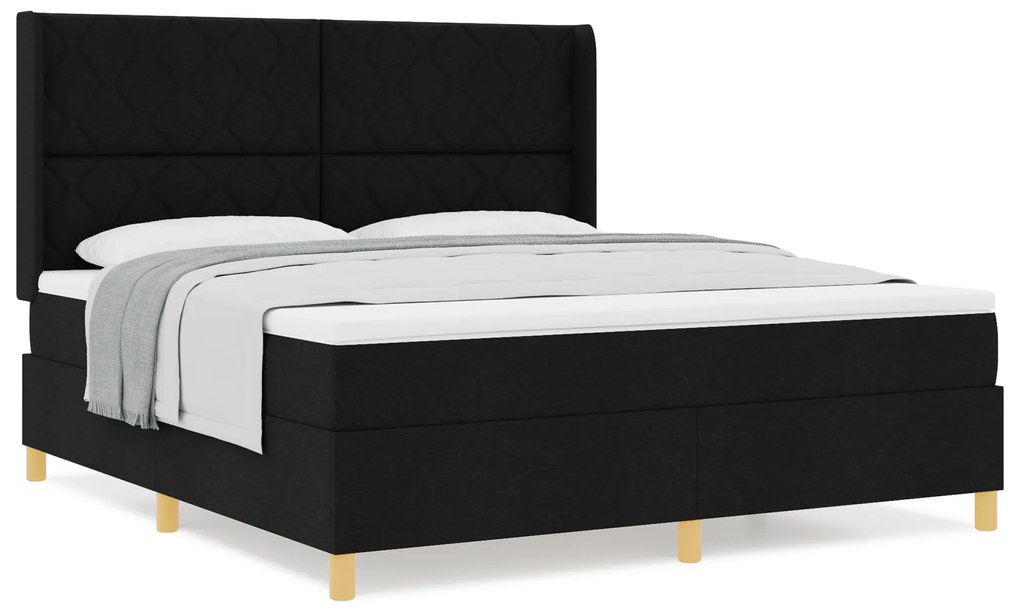 vidaXL Μαύρο Υφασμάτινο Κρεβάτι με Στρώμα 180 x 200 εκ.