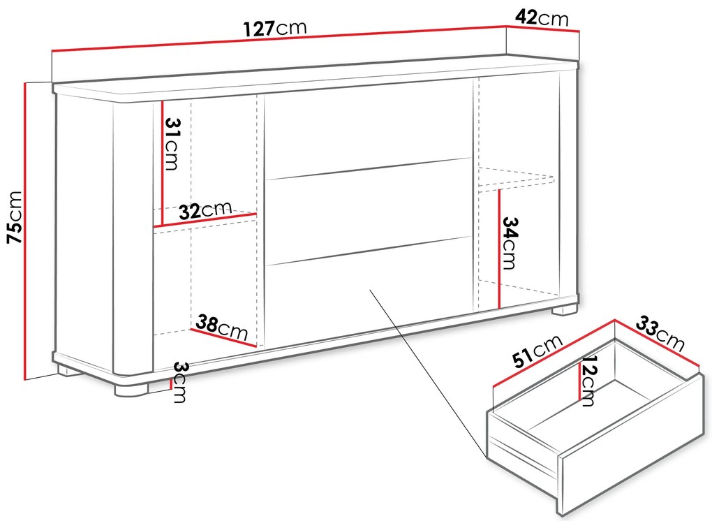 Μπουφές Fill 2D 3S