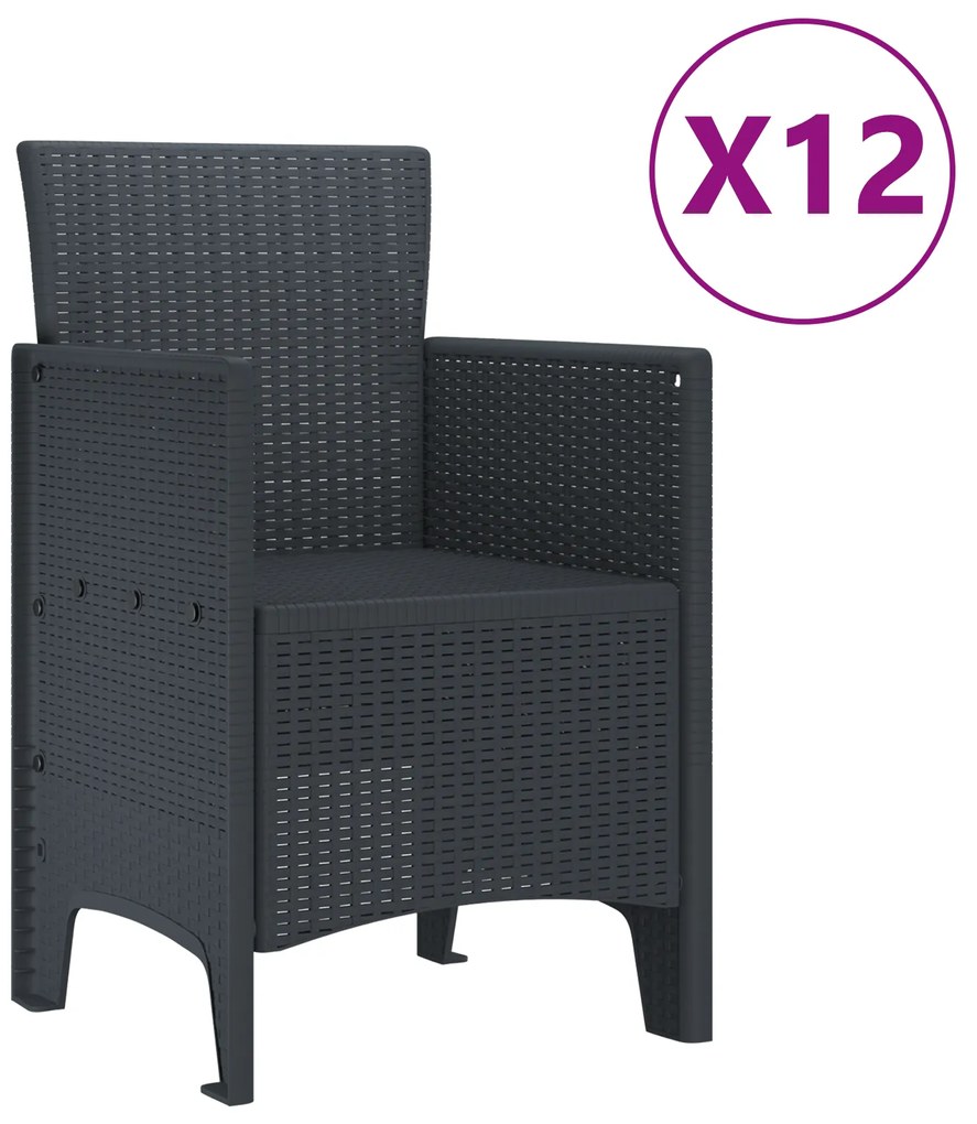 vidaXL 13 Τεμαχίων Σετ Τραπεζαρίας Κήπου Ανθρακί Πολυρατάν