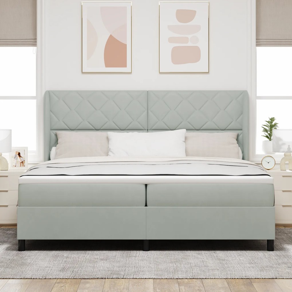 vidaXL Κρεβάτι με Στρώμα Light Grey 200x200 εκ. Βελούδο