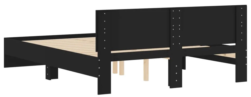 vidaXL Πλαίσιο Κρεβατιού με Κεφαλάρι Μαύρο 140 x 200 εκ.