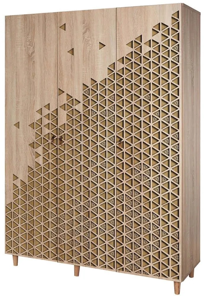 Ντουλάπα Τρίφυλλη Mode 863SPH4208 135x52x192cm Oak Three Door