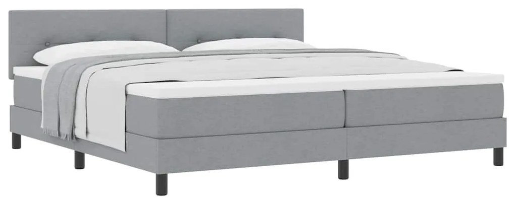 vidaXL Κρεβάτι box spring με στρώμα Ανοιχτό γκρι 200 x 200 cm ύφασμα
