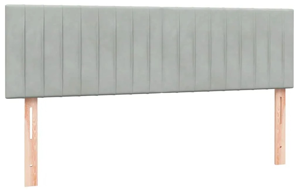 vidaXL Κρεβάτι Boxspring με Στρώμα Ανοιχτό Γκρι 160x220 εκ. Βελούδινο