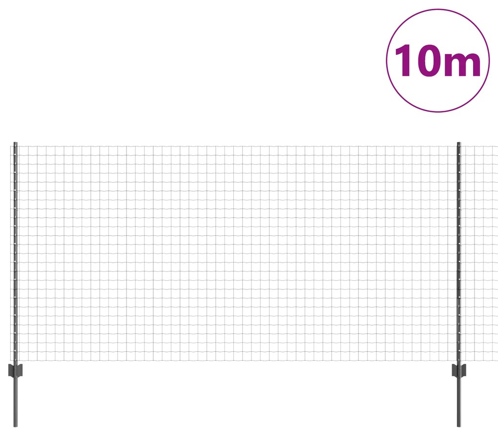 vidaXL Ευρωπαϊκός Φράκτης με 10 Πόλους Γκρι 1,2x10 μ Μέταλλο