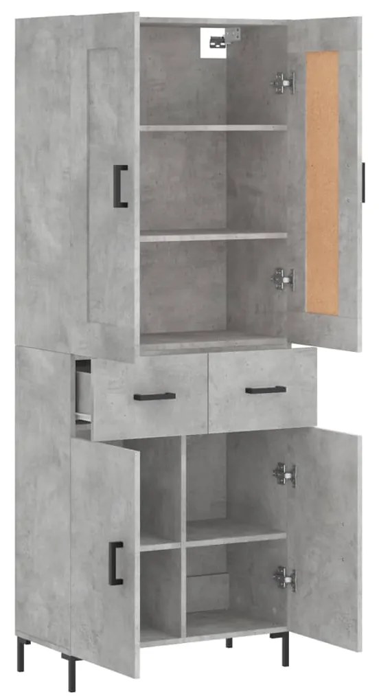vidaXL Ντουλάπι Γκρι Σκυροδέματος 69,5x34x180 εκ. Επεξεργασμένο Ξύλο