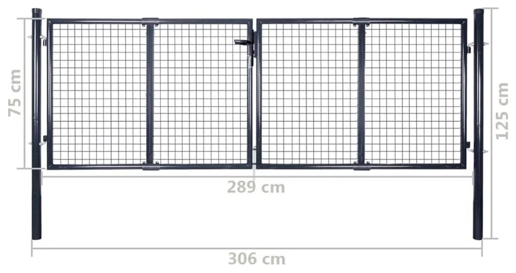 Πόρτα Περίφραξης με Πλέγμα Γκρι 289 x 75 εκ. Γαλβαν. Χάλυβας - Γκρι