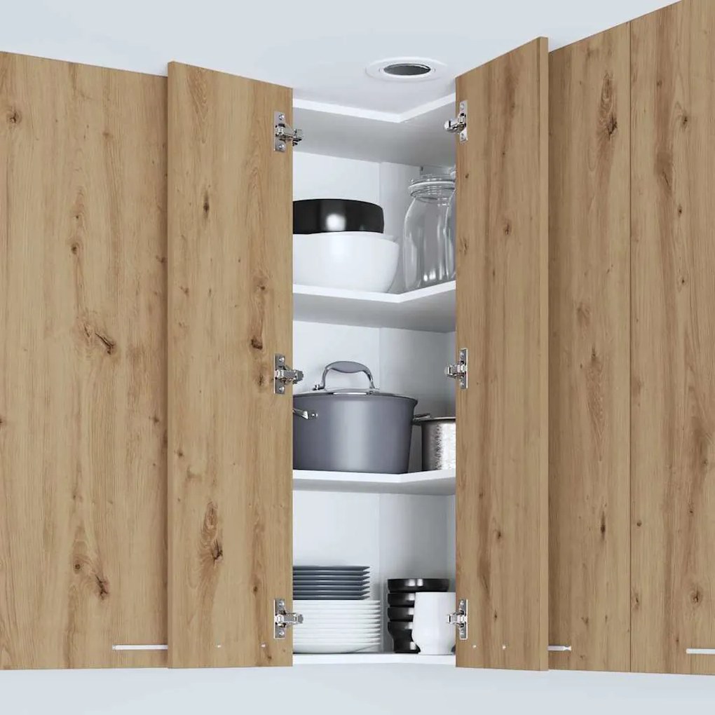 vidaXL Κρεμαστό ντουλάπι Χειροποίητη Δρυς και Λευκό 57 x 57 x 100 εκ.