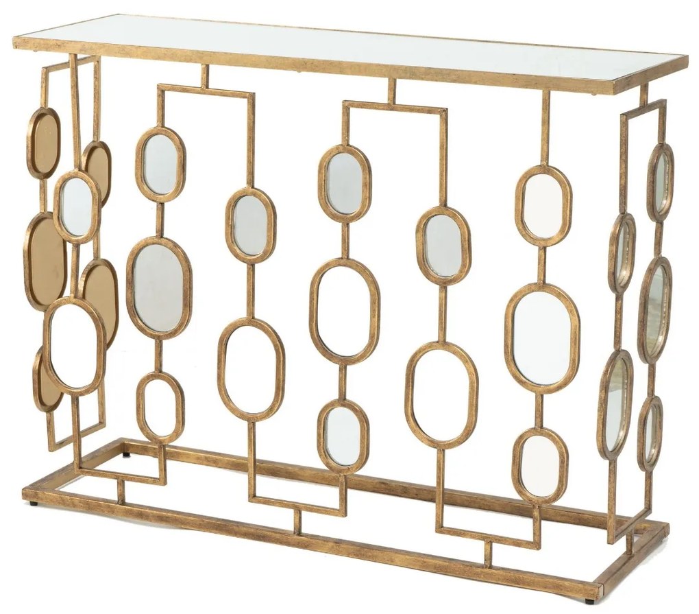 Artekko Wynland Κονσόλα Μέταλλο/Γυαλί Χρυσό (100x30.5x77)cm Artekko 82282-DS