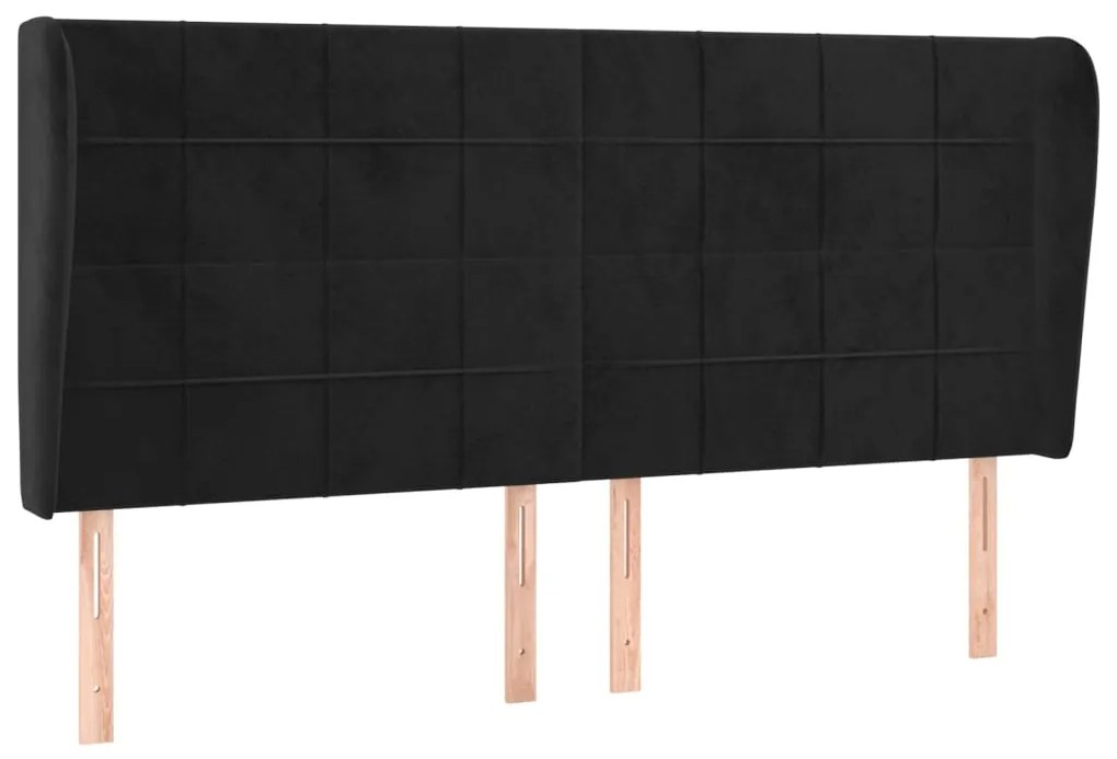 Κεφαλάρι με Πτερύγια Μαύρο 203x23x118/128 εκ. Βελούδινο 3118024