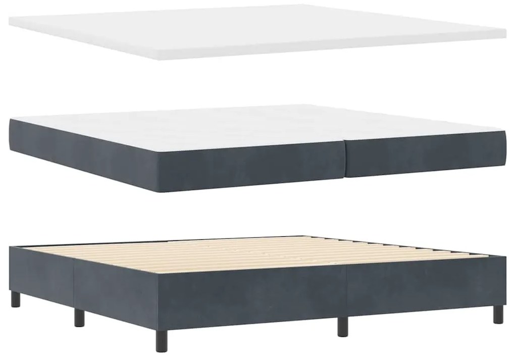 vidaXL Κρεβάτι με ελατήρια Σκούρο γκρι 200 x 200 cm Βελούδο