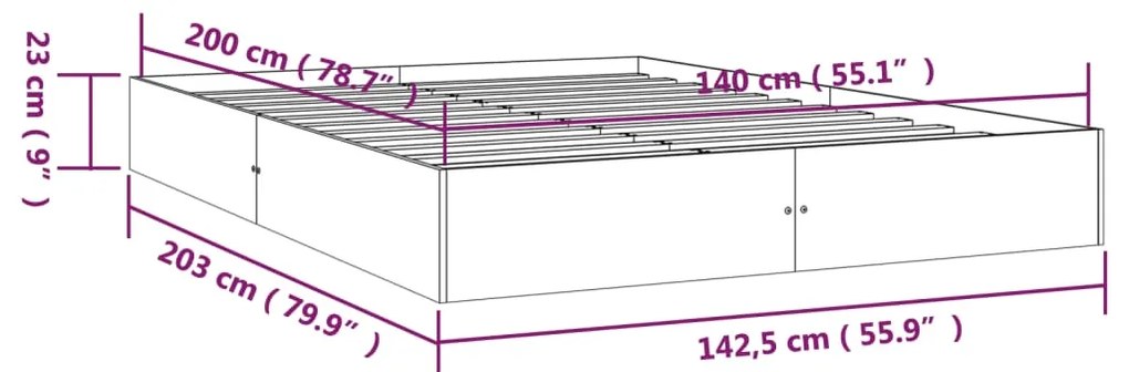 Σκελετός Κρεβατιού Χωρίς Στρώμα 140x200 εκ Μασίφ Ξύλο 820042