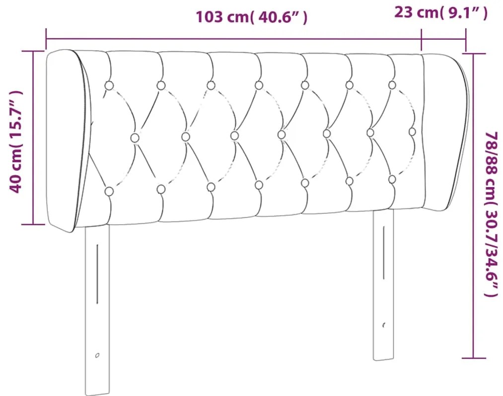 Κεφαλάρι με Πτερύγια Μαύρο 103x23x78/88 εκ. Υφασμάτινο 3117472