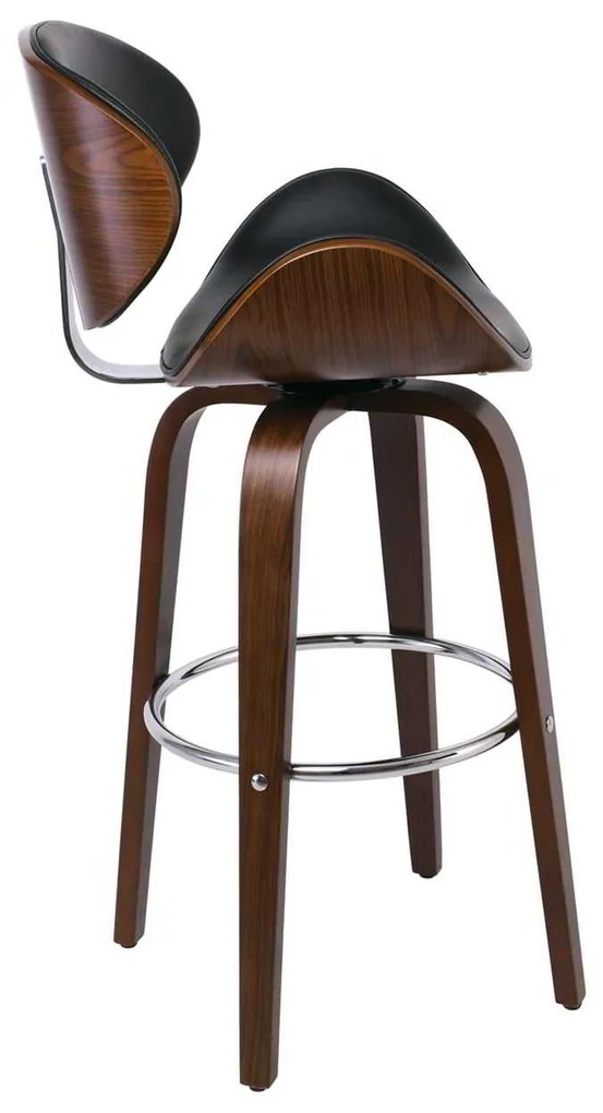 Σκαμπώ GOMEZ Bar Καρυδί/PU Μαύρο 54x57x76/107cm