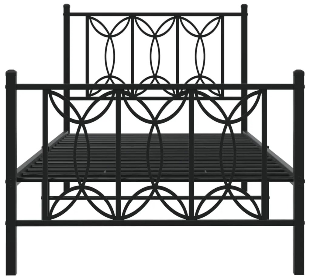 vidaXL Πλαίσιο Κρεβατιού με Κεφαλάρι&Ποδαρικό Μαύρο 75x190 εκ. Μέταλλο