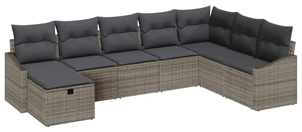 vidaXL Σετ Καναπέ Κήπου 8 pcs Γκρι 55 x 62 x 69 εκ Πολυ ράταν