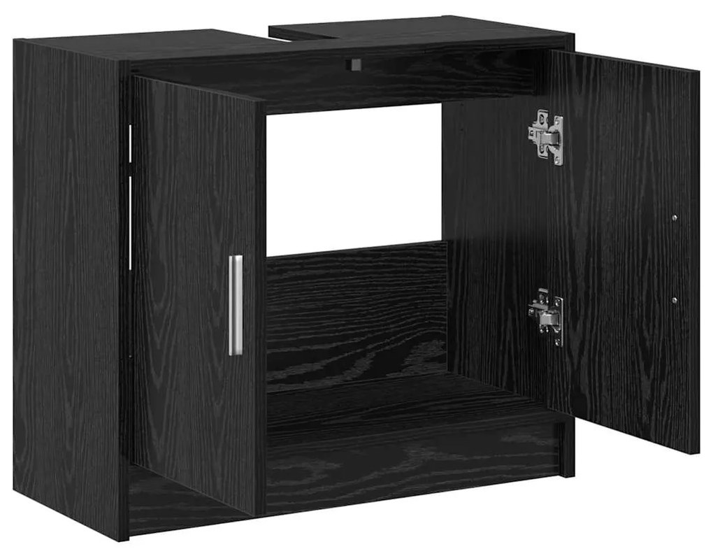 vidaXL Ντουλάπα Νιπτήρα Μαύρη Οξυά 63 x 29 x 55 cm Επεξεργασμένο ξύλο