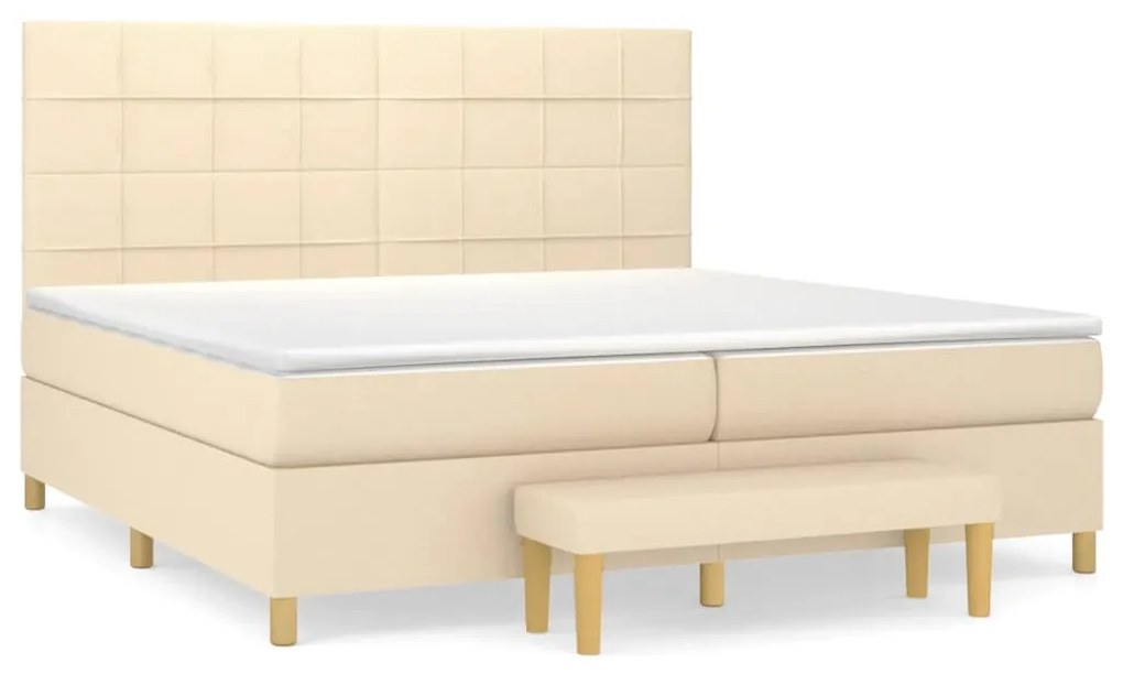 vidaXL Κρεβάτι Boxspring με Στρώμα Κρεμ 200x200 εκ. Υφασμάτινο