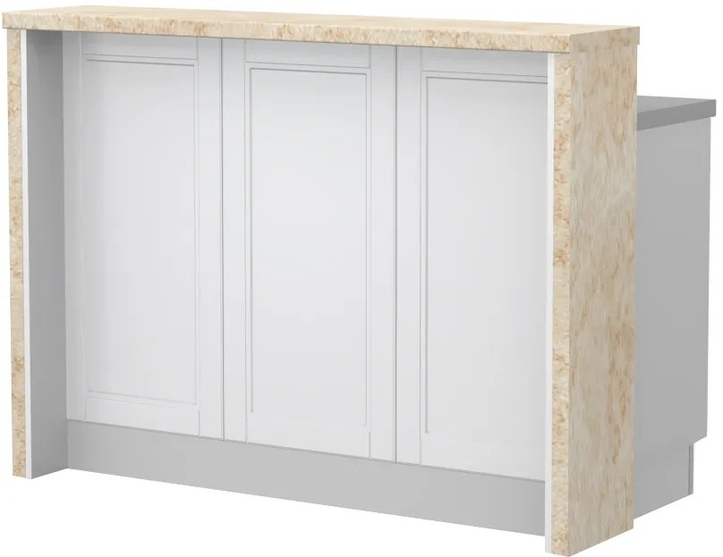 Πάγκος νησίδας Tahoma-Μήκος: 135 εκ.-Λευκό ματ-Latino Marble