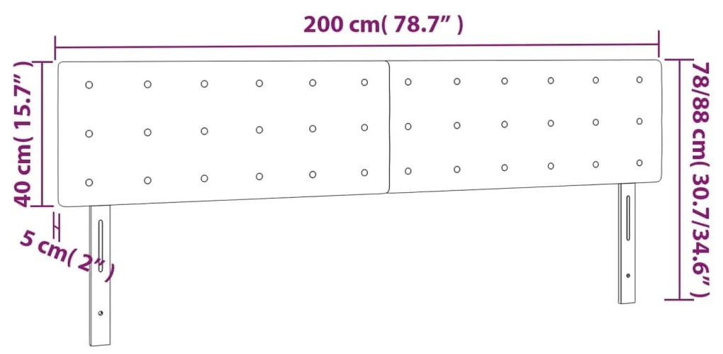 Κεφαλάρι Κρεβατιού LED Ανοιχτό Γκρι 200x5x78/88 εκ. Υφασμάτινο 3122068