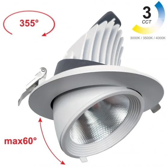 Φωτιστικό Πάνελ Χωνευτό LED 30W Κινητό 3CCT Φ16cm Roma Gekas 43-000869 Λευκό