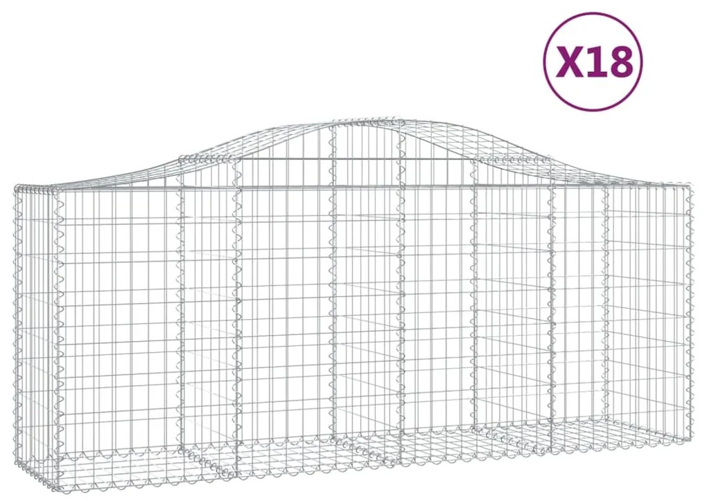 vidaXL Συρματοκιβώτια Τοξωτά 18 τεμ. 200x50x80/100 εκ. Γαλβαν. Ατσάλι