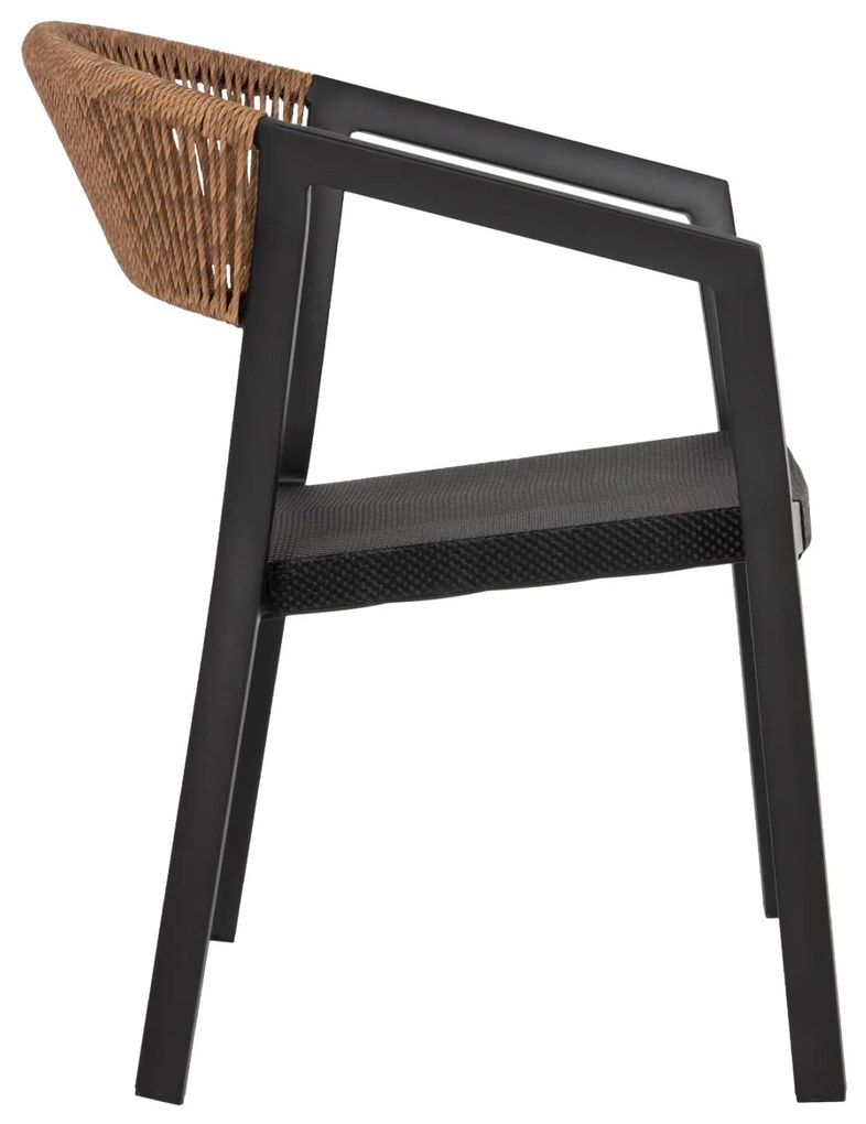 Καρέκλα - Πολυθρόνα MIRI C5891.05 Αλουμινίου Σκελετός - Textline Μαύρο και Rattan Μπέζ 57,5x59x81,5Y εκ. 57.5x59x81.5 εκ.