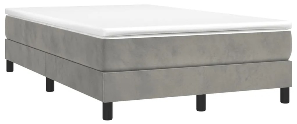 vidaXL Κρεβάτι Boxspring με Στρώμα Ανοιχτό Γκρι 120x190 εκ. Βελούδινο