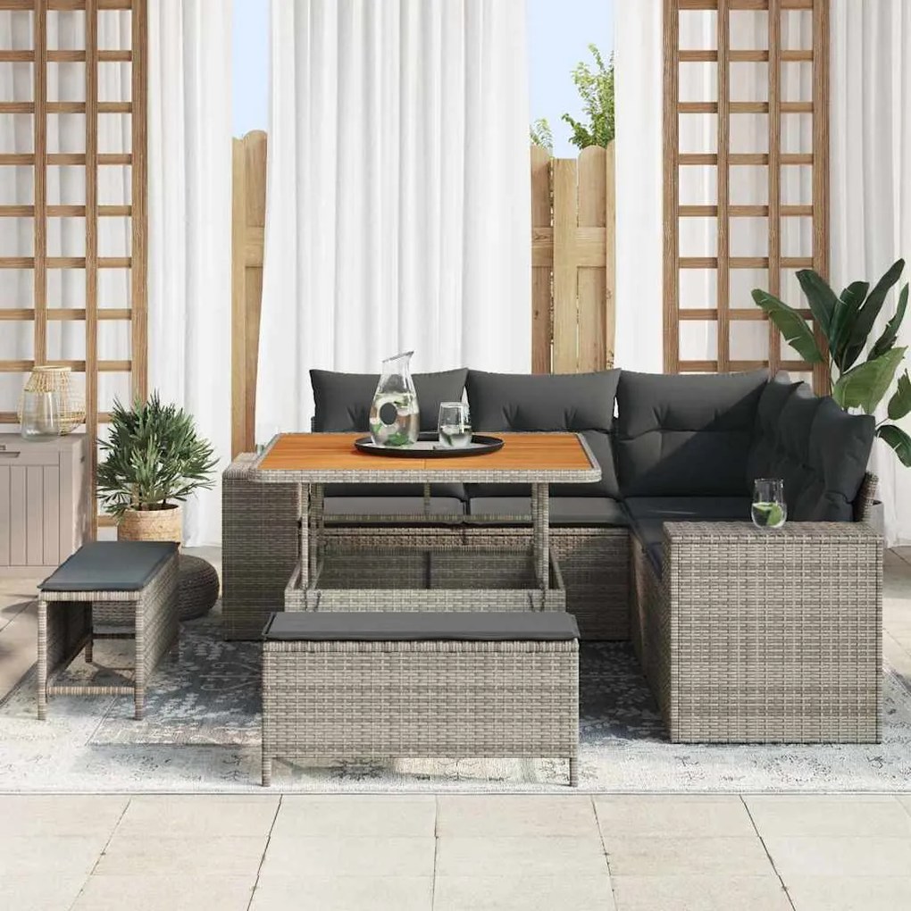 vidaXL Σετ Καναπέ Κήπου 8 pcs Γκρι συνθετικό ρατάν
